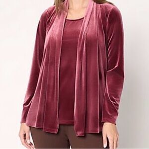 Susan Graver Regular Velvet Knit Cardigan and Tank Set